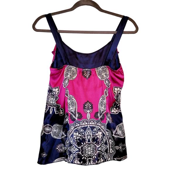 Hale Bob purple and blue Mandala print ruffled silk tank top size XS - Picture 2 of 7